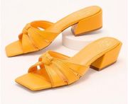 Vince Camuto  Leather Heeled Mule Sandals EU 39 US 8/8.5 Mango Sorbet Kitten Heel