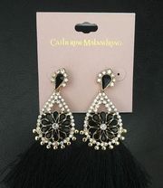 Elegant Pearl crystal gold black earrings