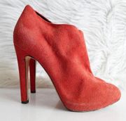 Giuseppe Zanotti Eva Red Suede Leather Stiletto High Heel Platform Booties