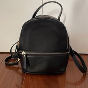 Black Faux Leather Backpack