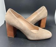 Vintage 90s  Light Brown Heels Canvas Made in Italy 6B