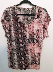 100% Rayon Kimono Sleeves Snake Print Top Size L