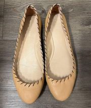 Karlotta Scalloped Tan Leather Ballet Flats