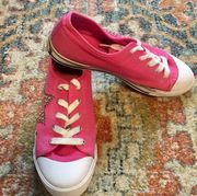 G BY GUESS Hot Pink Canvas Rhinestones Low Tops Sneakers Shoes Y2K 2000's Sz 10