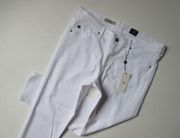 NWT AG Adriano Goldschmied Stilt in White Sateen Cigarette Crop Stretch Jeans 32