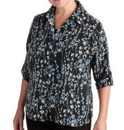 Navy Floral Woven 2fer Top with Built-In Tank 2X