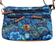 Stone Mountain Fabric Quilted Blue Floral Crossbody Bag