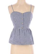 Potter’s Pot Peplum Tank Top Navy White Gingham