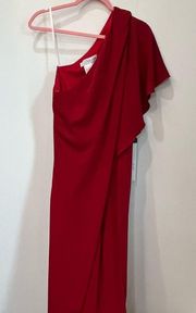 NWT Ieena for MAC DUGGAL 25737L FLASH red jumpsuit one shoulder ruffle size 8