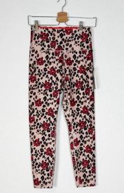 Wildfox Sweat Coral Wild Leopard Elastic Waist Stretch Leggings Size M