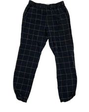 Marine Layer Tulip Hem Ankle Pull-On Elastic Waist Windowpane Pants size Small