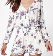 Kendall + Kylie White and purple floral long sleeve romper