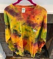 VS PINK Tie Dye Oversized Dog Long Sleeve T Shirt Size Small