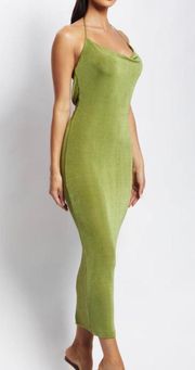 Armani Ice Jersy Cowl Back Maxi Dress Green Size Large