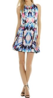 Blue & Pink Kaleidoscope Fit & Flare Dress