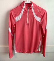 Saucony Pink & White Waffle Weave Quarter Zip Jacket