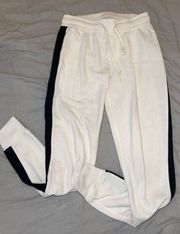 Cream Joggers With Navy Strip 