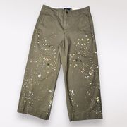 Ralph Lauren Khaki Paint Splatter Wide Leg Chino Size 6