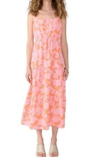 Social Standard by Sanctuary Floral Smocked Tiered Dress Pink Orange Size Large