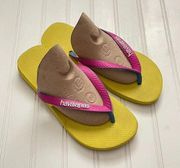 Havaianas Top Yellow & Pink Flip Flops Women's SZ 6