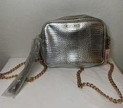 NEW! Victoria's Secret | Metallic Silver Crossbody Bag with Gold Chain Strap