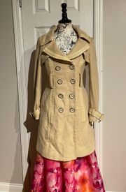 Wool Peacoat Fit Ivory Cream Buttoned Double Breast Vintage Y2k