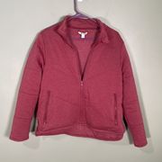 Three Dots Full Zip Quilted Jacket Rose Size Small