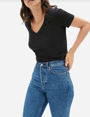 NWT Everlane The Organic Cotton V-Neck Tee T-shirt in Black