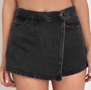 wrap denim skirt with shorts skort