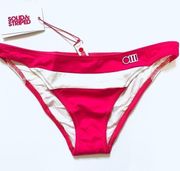 Solid & Striped Horizontal Pink & White The Brooke Striped Bikini Bottom S $84