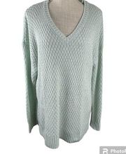 Ava & Viv Mint Green Pull Over V Neck Knit Sweater Women’s Plus Size 1X