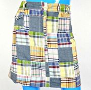 Tommy Hilfiger Skirt Madras Patchwork Size 6 Multicolored Plaid Cotton Pockets