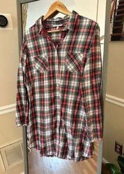 Victoria’s Secret Christmas Plaid Button Down Top Size Medium