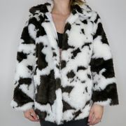 Shein Cow Print Faux Fur Fuzzy Coat