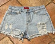 RARE GUESS MONOGRAMED BEHIND CUTT OFF DENIM SHORTS