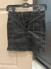 Mini Lace Up Jean Skirt