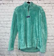 🎓 Lauren James Turquoise Quarter Zip Fuzzy along Sleeve Pullover