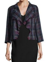 Paris Plaid Tweed Jacket in Black Size Small