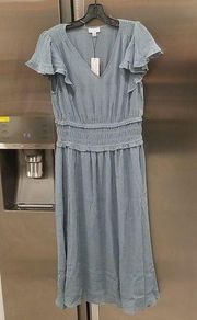 💕CURRENT AIR💕 Pleated Smocked Waist Midi Dress Medium M NWT
