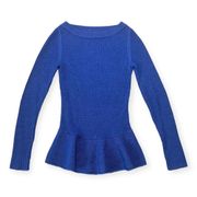 Ribbed Merino Wool Preppy Peplum Sweater Women’s Size XS