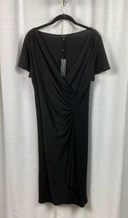 Talbots Black Jersey Ruched Little Black Dress Sz.L NWT