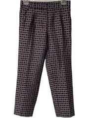 ASOS Trousers Purple Silver Geometric Print Cropped Pants Women's Size 2