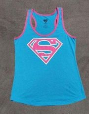 Blue and Pink Superman Tank, Women's Large