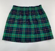 J. Crew Navy Green Tartan Plaid Pull On Mini Skirt 12