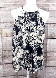 Paper Crane High Neck Blue and White Floral Tank Top Size M