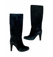 See by Chloe Knee High Suede Leather Heeled Pull On Boots Black 41/ 11