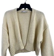 Zara Cream Chunky Knit Cropped Open Front Cardigan Medium