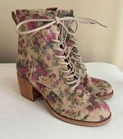 Patricia Nash Sicily Antique Rose Print Faux Suede Booties Women's Size 7M