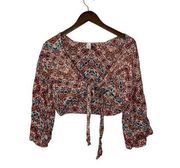 Raga Size S Floral Tie Crop Top