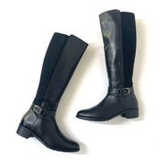 AQUATALIA Olita Black Leather Tall Riding Boot Size 7